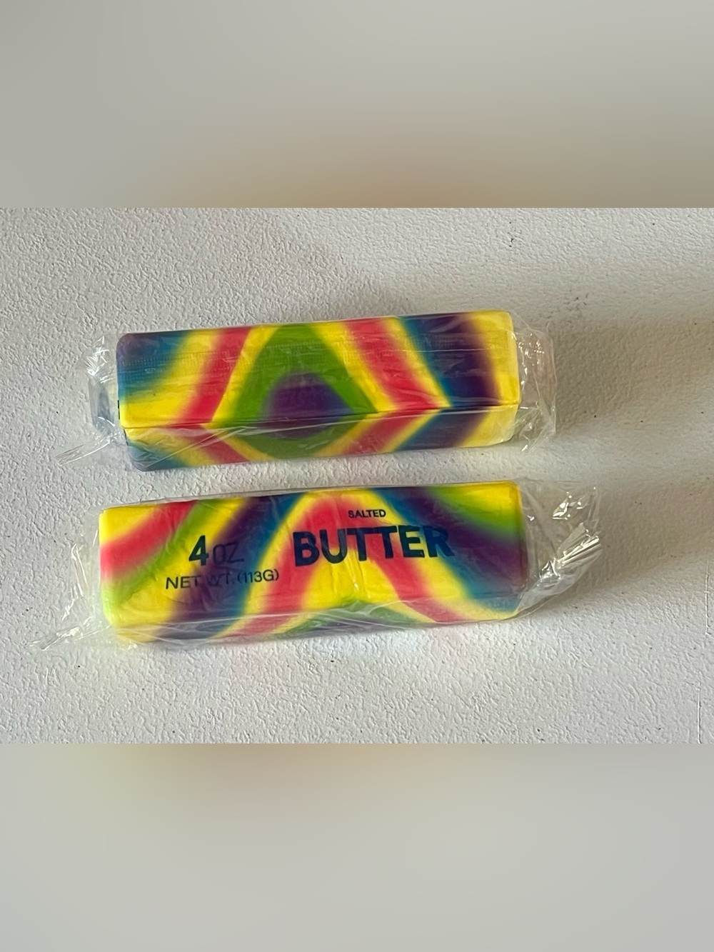 2 Psychedelic Salted Rainbow Butter Stick Squishy - Multicolor